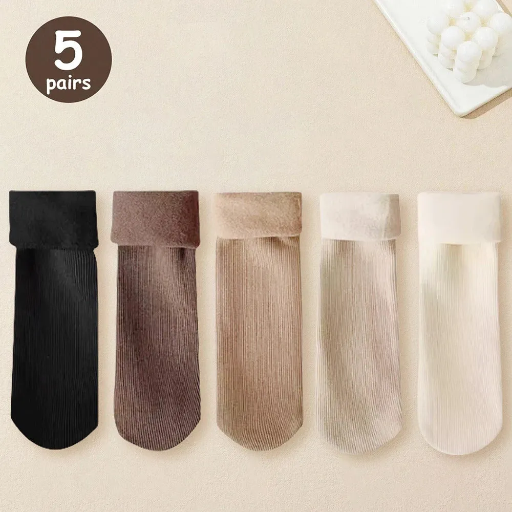 5/10/20 Pairs Women Winter Thicken Warm Short Socks Thermal Cashmere Wool Socks Nylon Snow Velvet Boots Home Floor