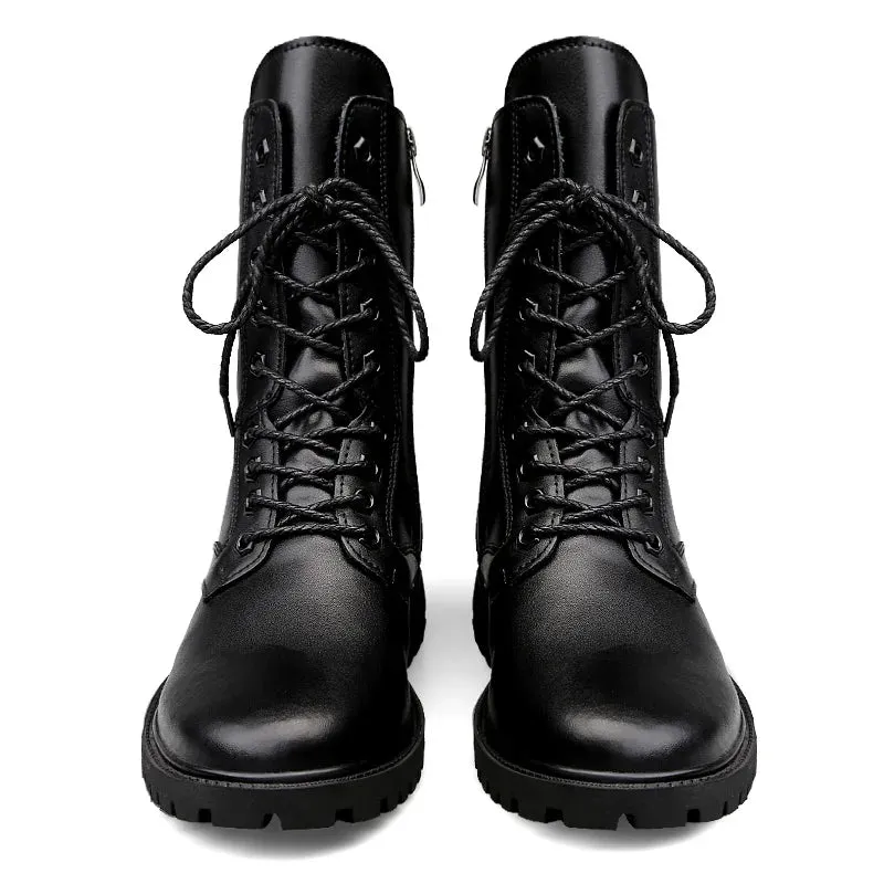 Aidase Men Leather Boots Comfy Men Plush Boots Casual Buckle Ankle Boots Men Waterproof Snow Boots Winter Shoes ZapatosBuckle Size35-52