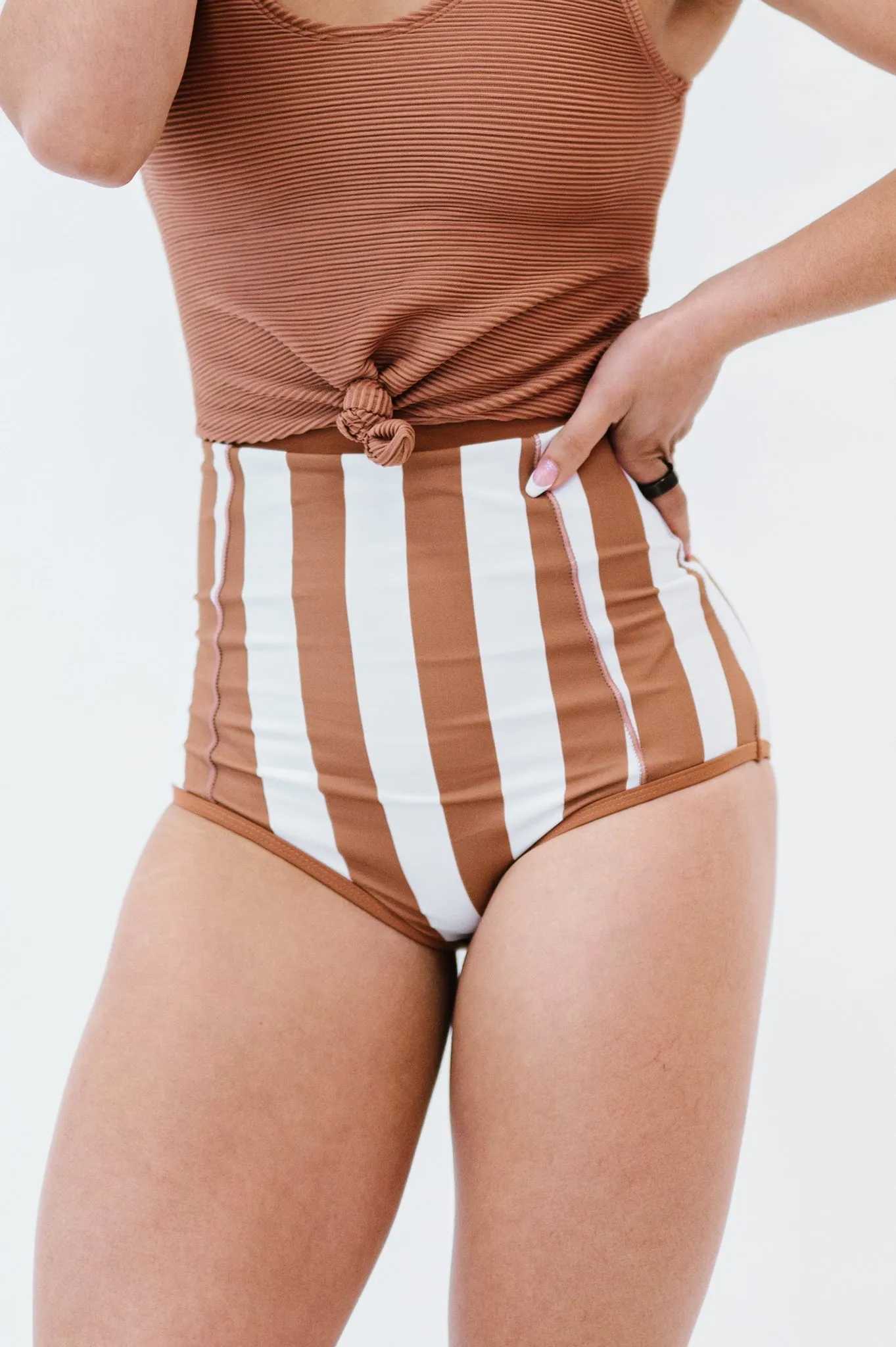 At The Beach Bottoms | Clay & White Stripes