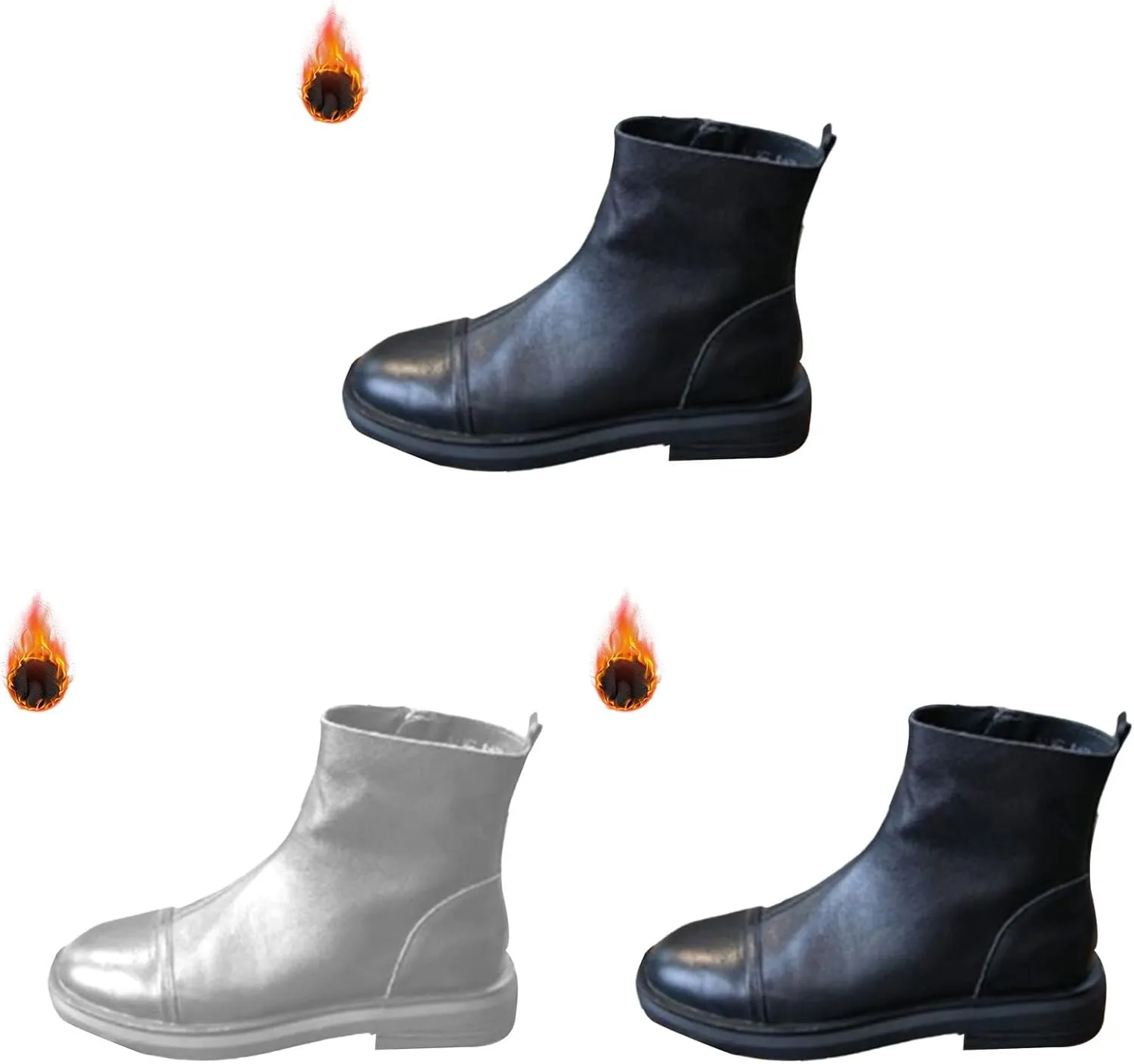Boots for Women Seniors' Winter Boots Womens Chunky Heel Round Toe Snow Boots Shoes Mid Calf Boots