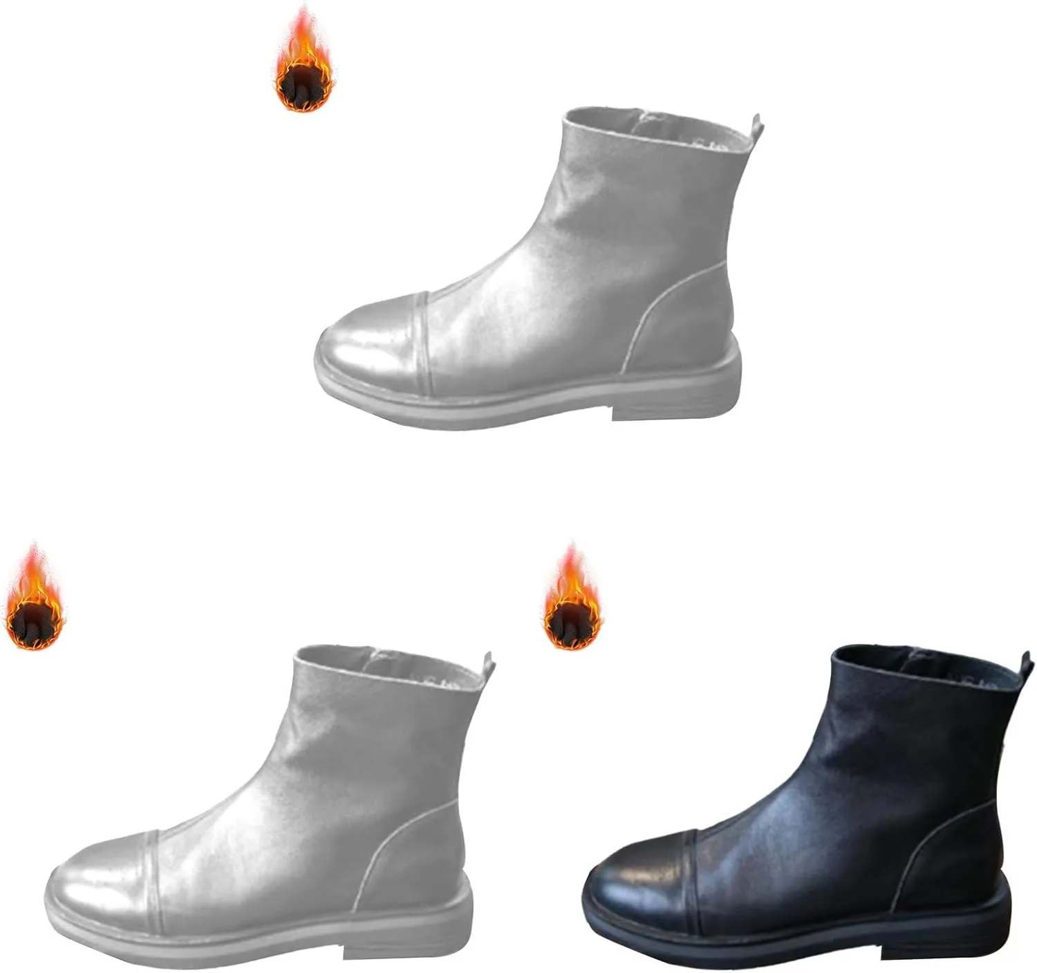 Boots for Women Seniors' Winter Boots Womens Chunky Heel Round Toe Snow Boots Shoes Mid Calf Boots