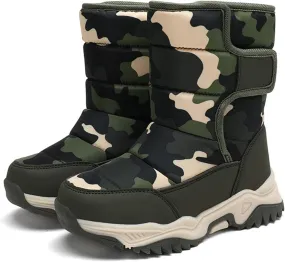 Camouflage Thickened Warm Cotton Boots for Kids Unisex Mid Calf Non Slip Faux  Lined Baby Boots for Girls Size 6