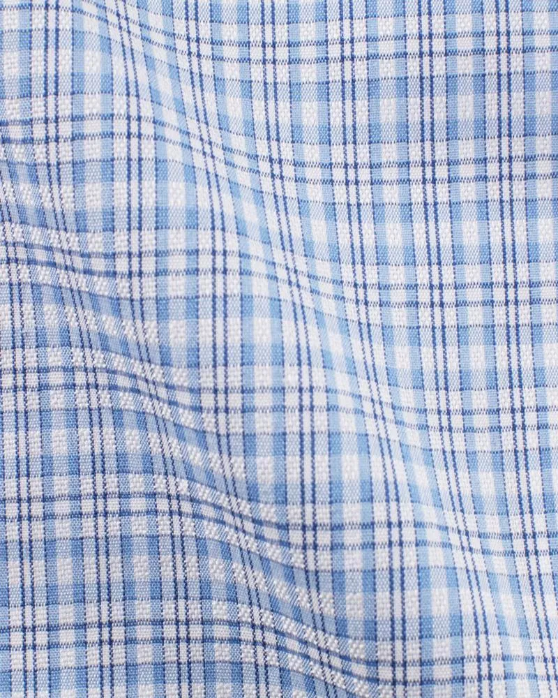 Canclini London Easy Plus Sky Blue Check Shirt 2420.w8791.0001