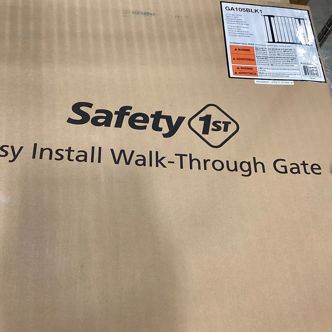 Easy Install Walk Through Baby Gate - Black