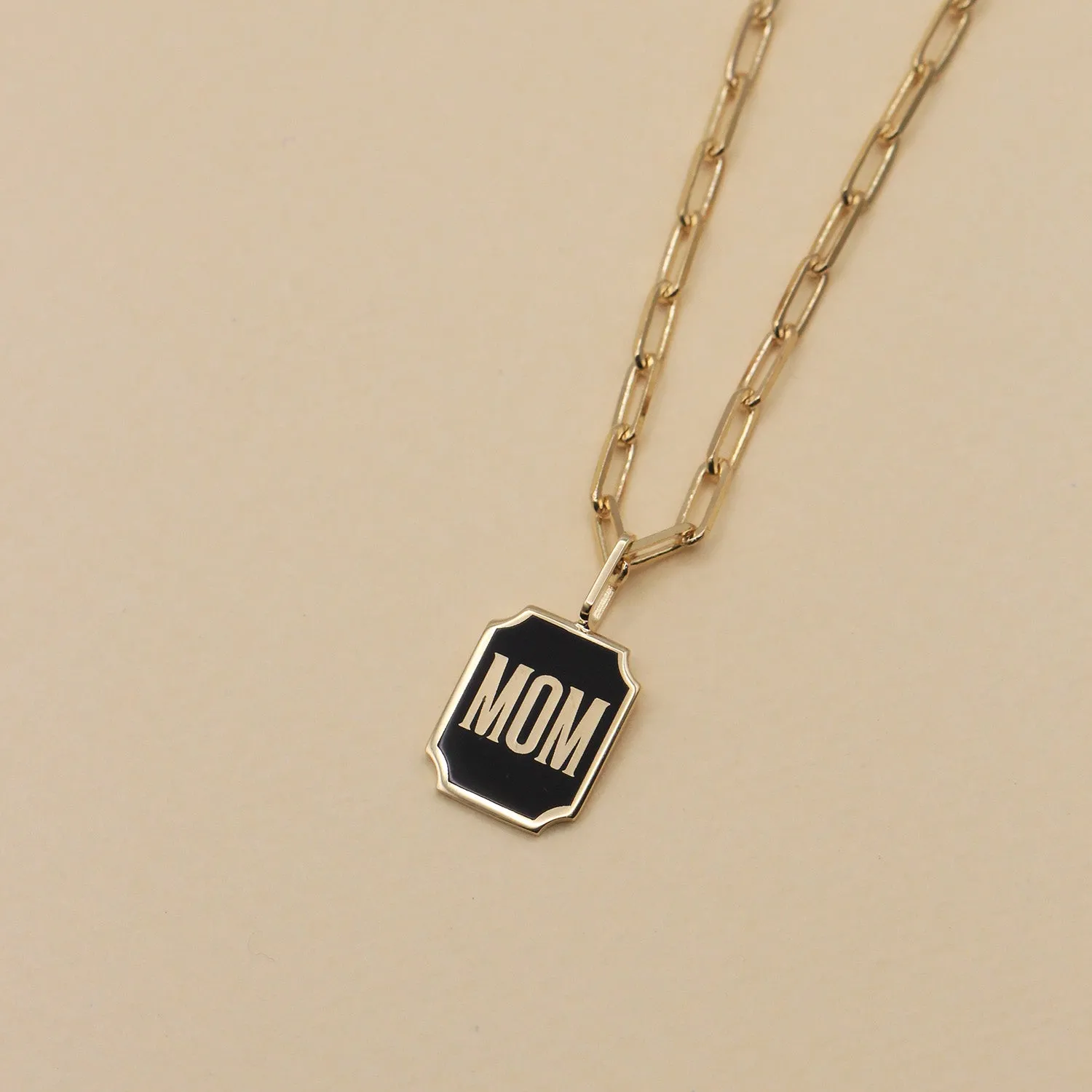 Enamel DAD / MOM staples Necklace