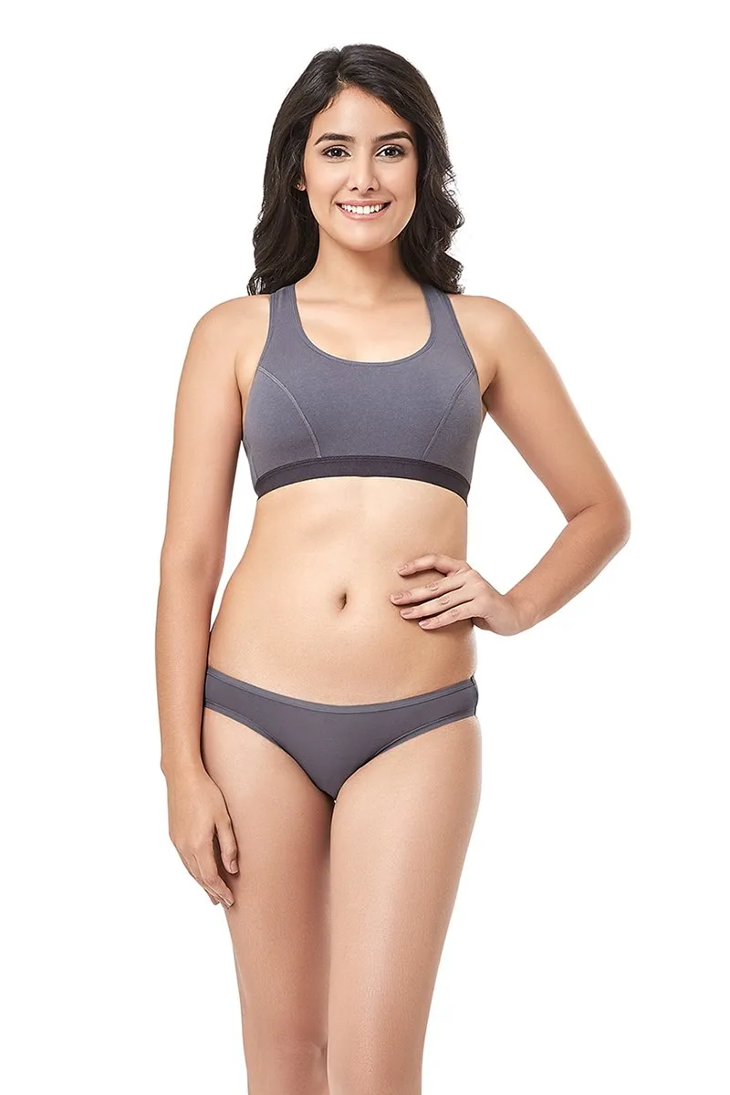 every de Lounge Essentials Non-Padded Non-Wired Full Cover Slip-on Bra - Steel Grey