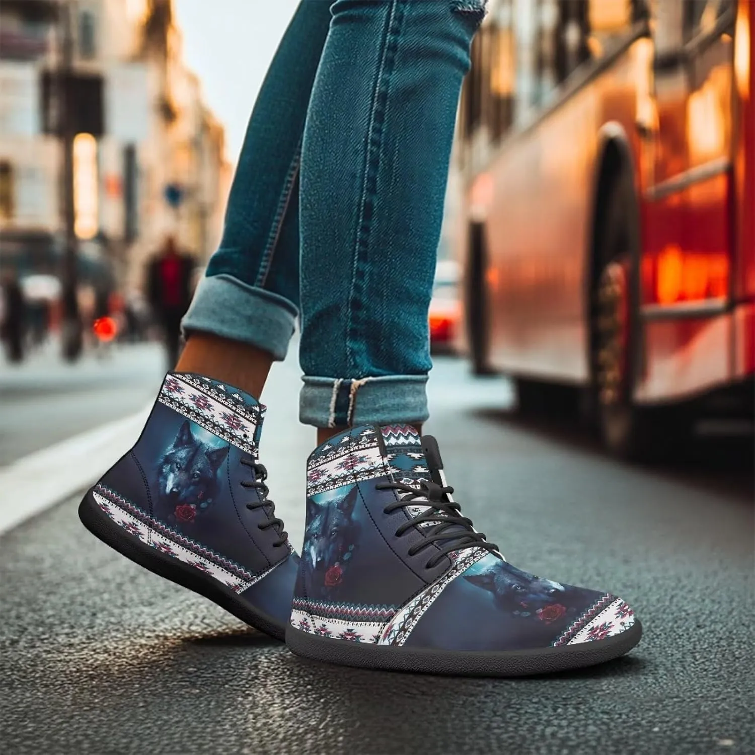 Fire Car Print Hiking Shoes Men Outdoor Athletic Sports Shoes Walking Shoes Trail Running Shoes