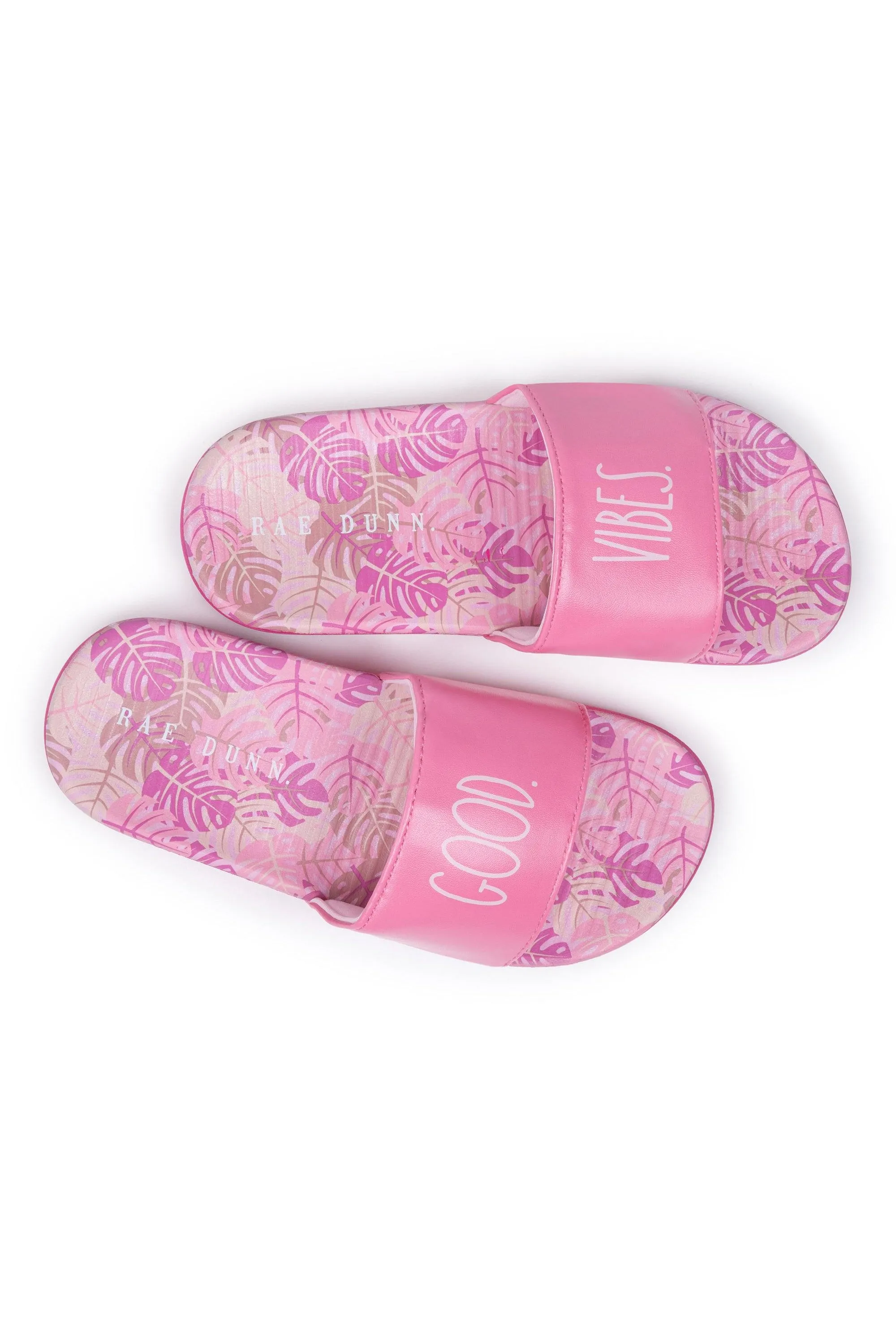 Girl's "GOOD VIBES" Pink Pool Slides
