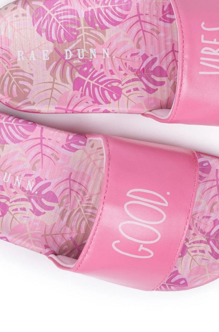 Girl's "GOOD VIBES" Pink Pool Slides
