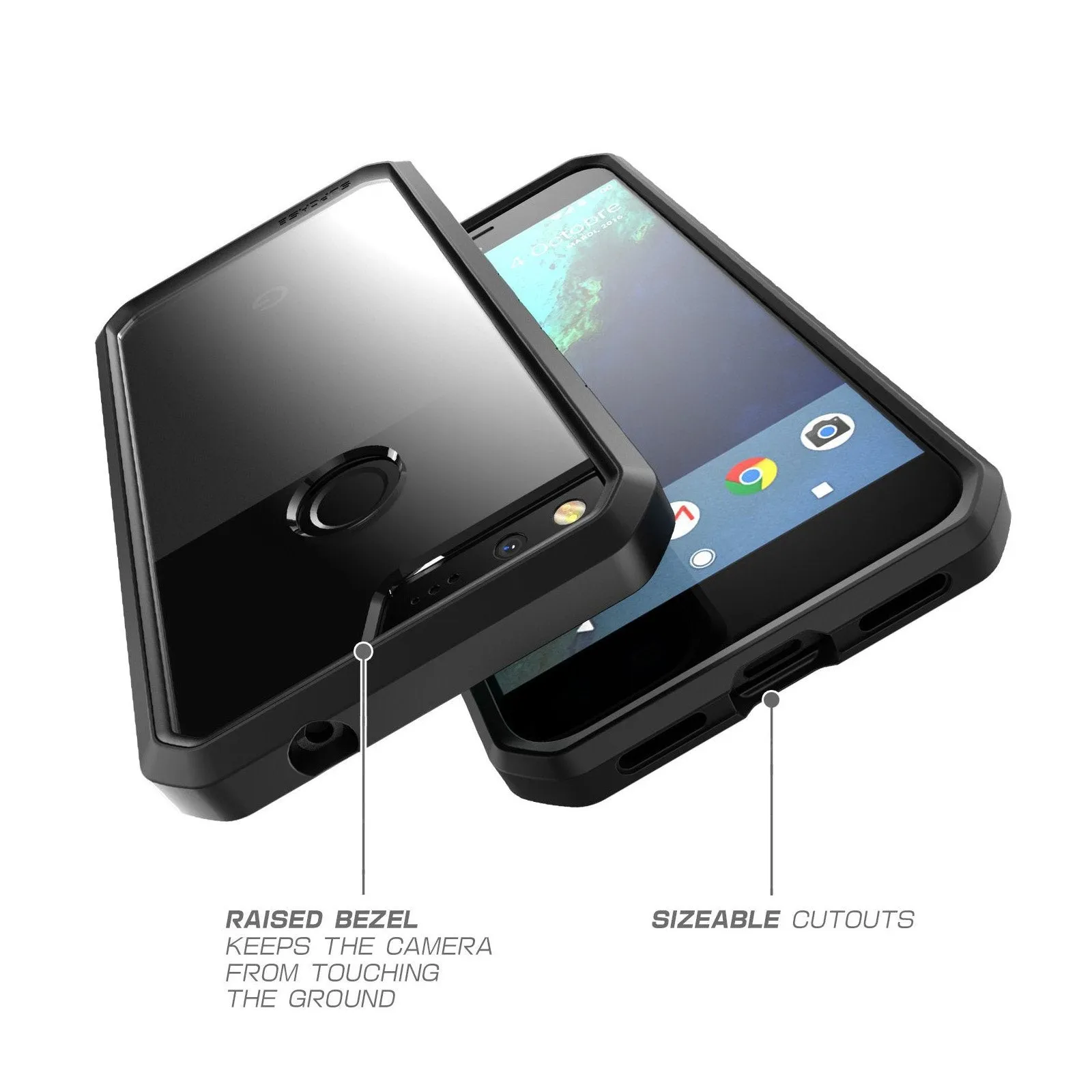 Google Pixel XL Unicorn Beetle Hybrid Protective Bumper Clear Case-Black