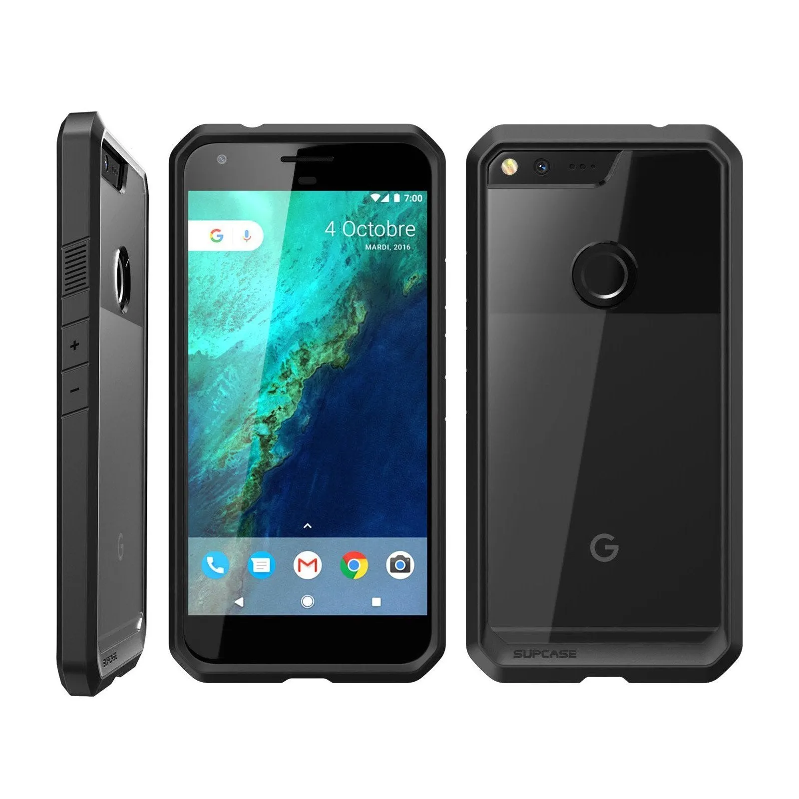 Google Pixel XL Unicorn Beetle Hybrid Protective Bumper Clear Case-Black
