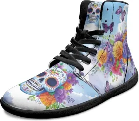 Gothic Skull Barefoot Shoes for Men Women High Top Casual Sport Walking Shoes Non Slip Zero Drop Fashion Sneaker