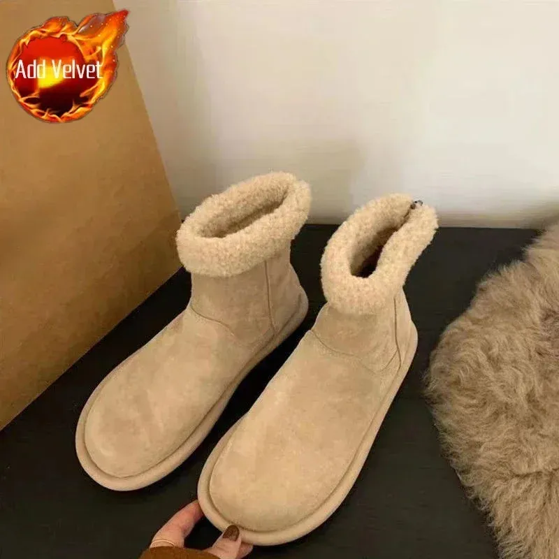Hnzxzm Shoes New In Plus Warm Elegant With Low Heels Lamb Work Women's Snow Boots Goth Trend 2024 39 Gothic Demi-season Sale Hot