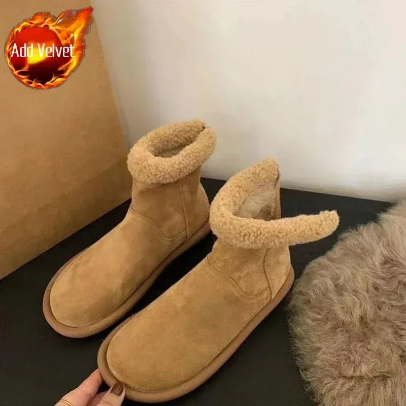 Hnzxzm Shoes New In Plus Warm Elegant With Low Heels Lamb Work Women's Snow Boots Goth Trend 2024 39 Gothic Demi-season Sale Hot