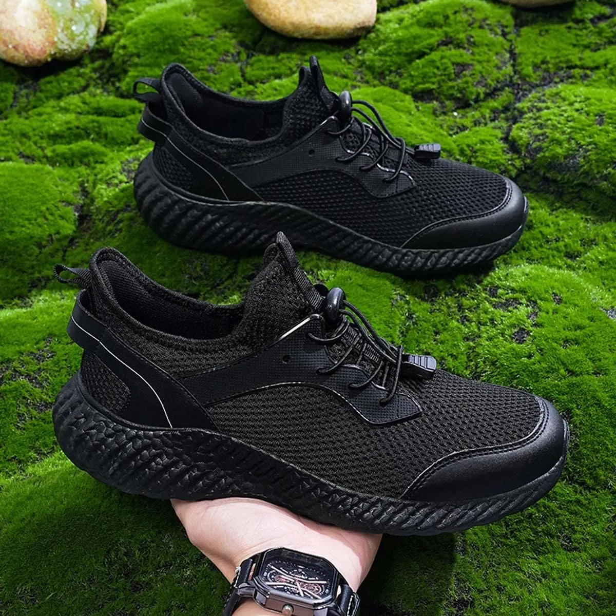 HYDLONGR Men's Lightweight Breathable Knit Quick Dry Socks Running Shoes Tennis Sneakers Sports Walking Shoes