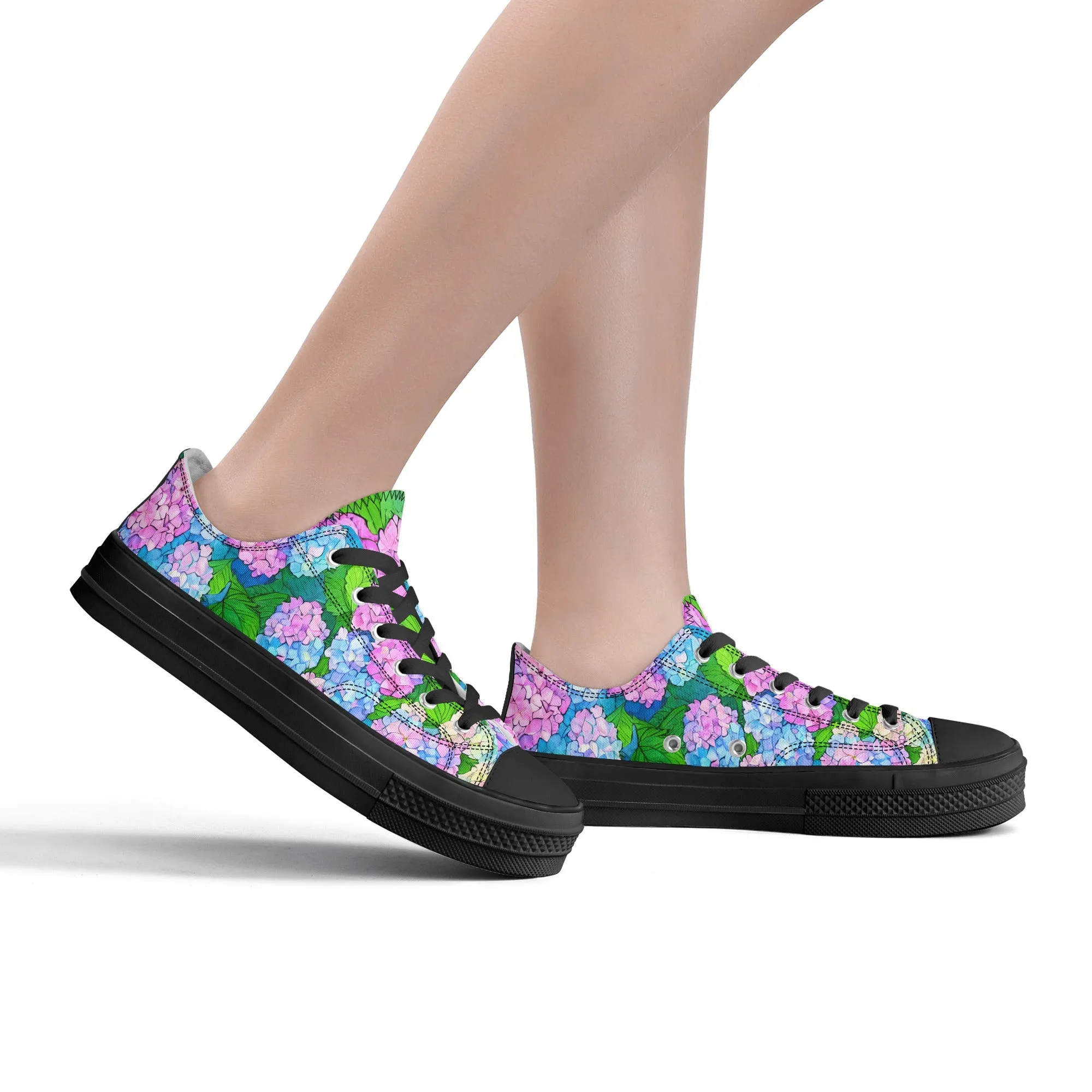 Hydrangea Womens Low Top Shoes, Garden Classic Canvas Converse Sneakers.