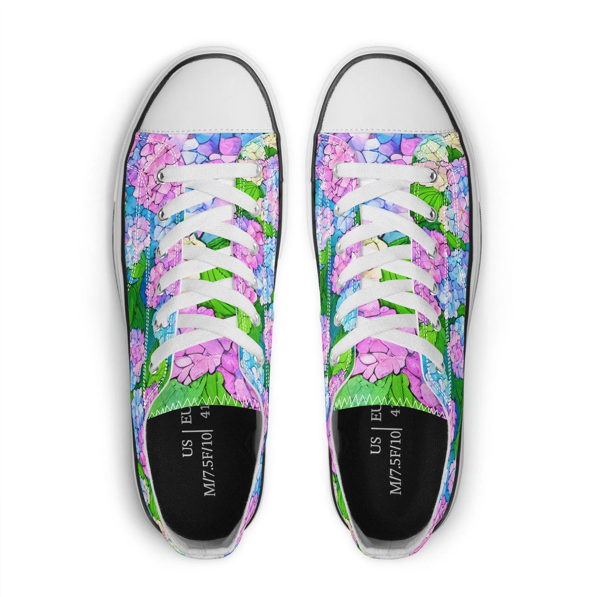 Hydrangea Womens Low Top Shoes, Garden Classic Canvas Converse Sneakers.