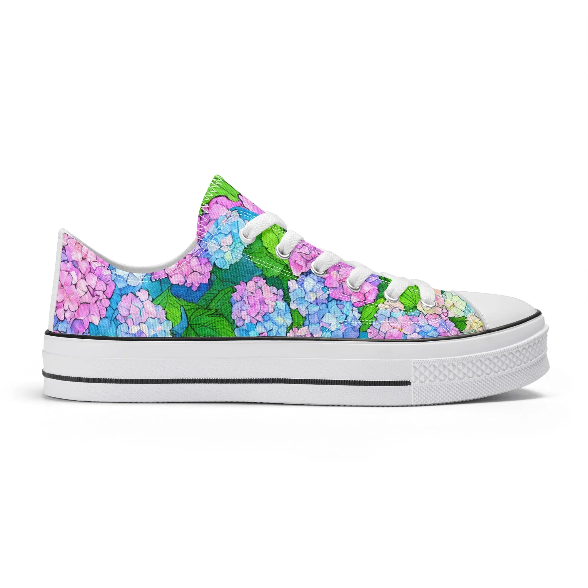 Hydrangea Womens Low Top Shoes, Garden Classic Canvas Converse Sneakers.