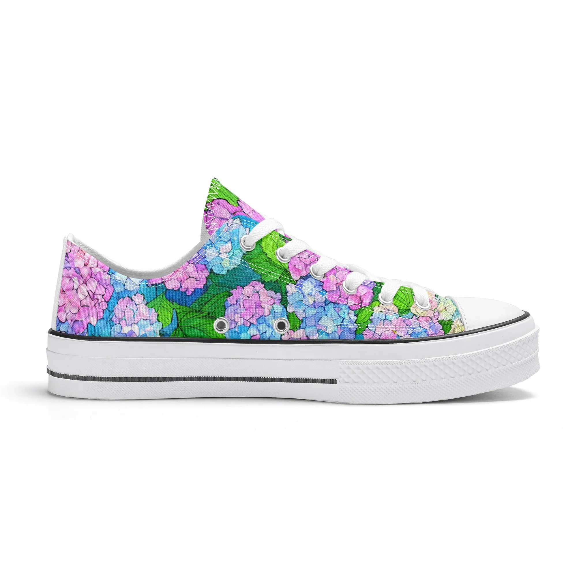 Hydrangea Womens Low Top Shoes, Garden Classic Canvas Converse Sneakers.