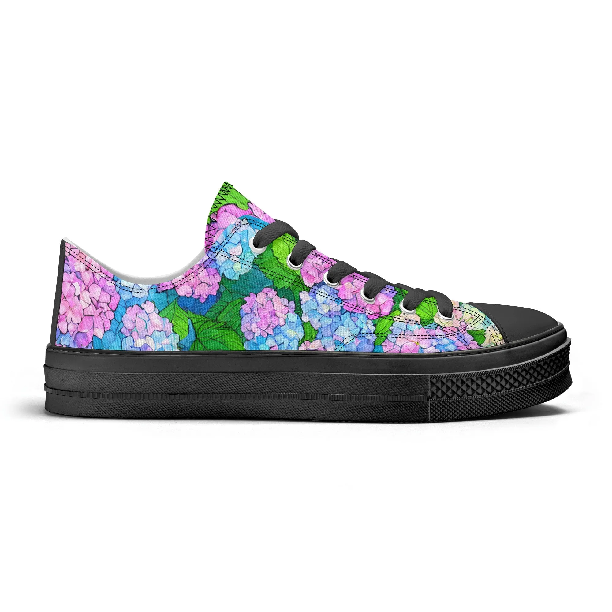 Hydrangea Womens Low Top Shoes, Garden Classic Canvas Converse Sneakers.