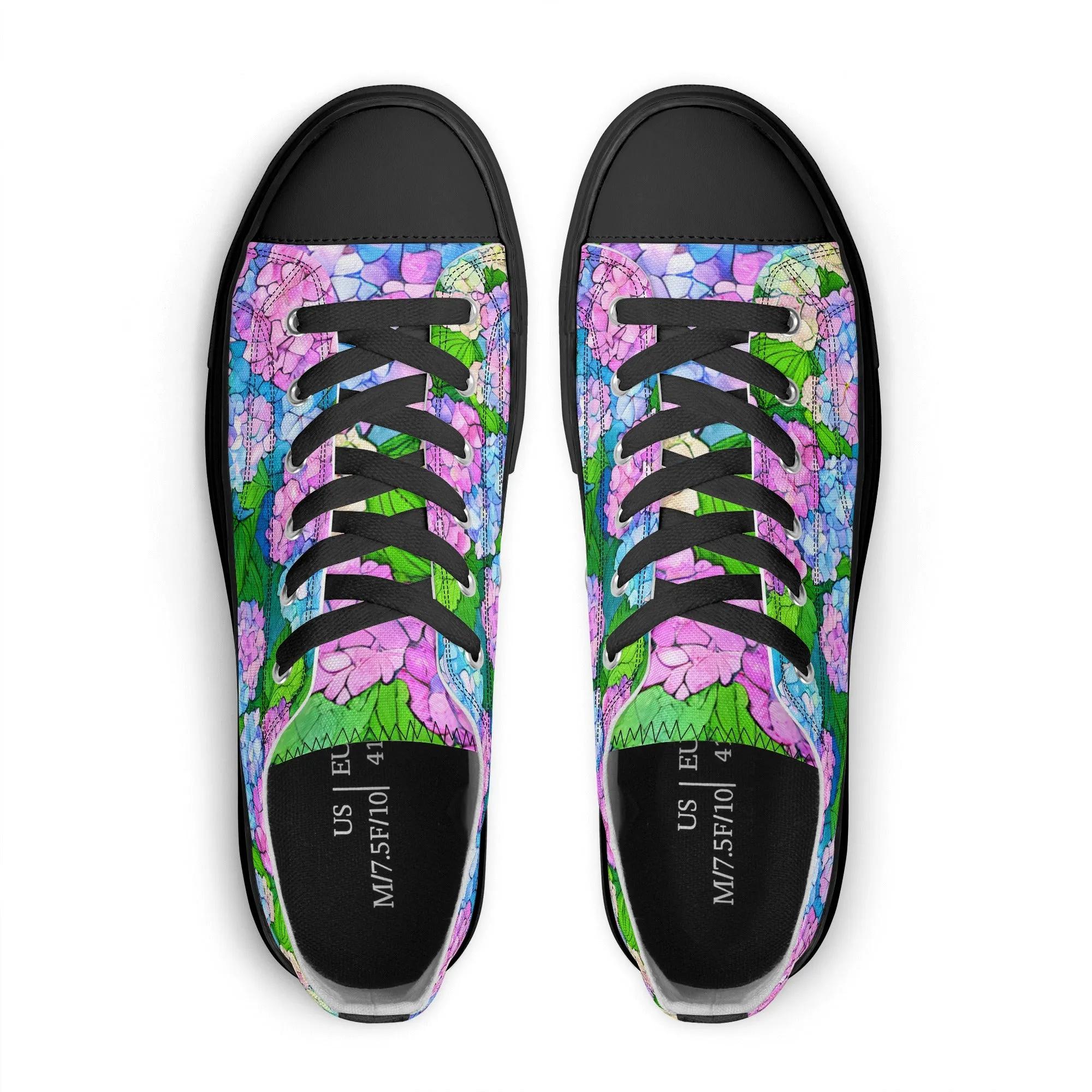 Hydrangea Womens Low Top Shoes, Garden Classic Canvas Converse Sneakers.