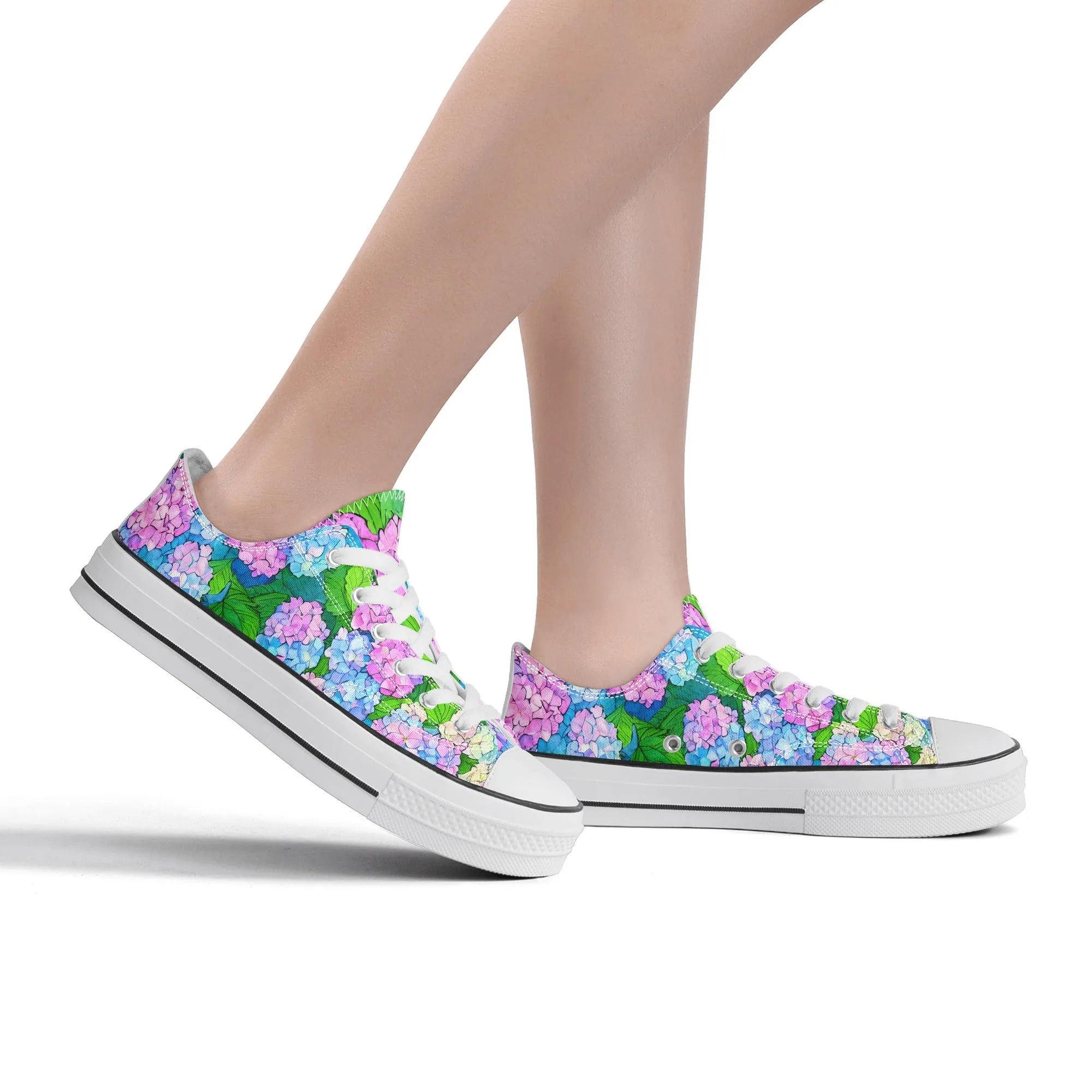 Hydrangea Womens Low Top Shoes, Garden Classic Canvas Converse Sneakers.