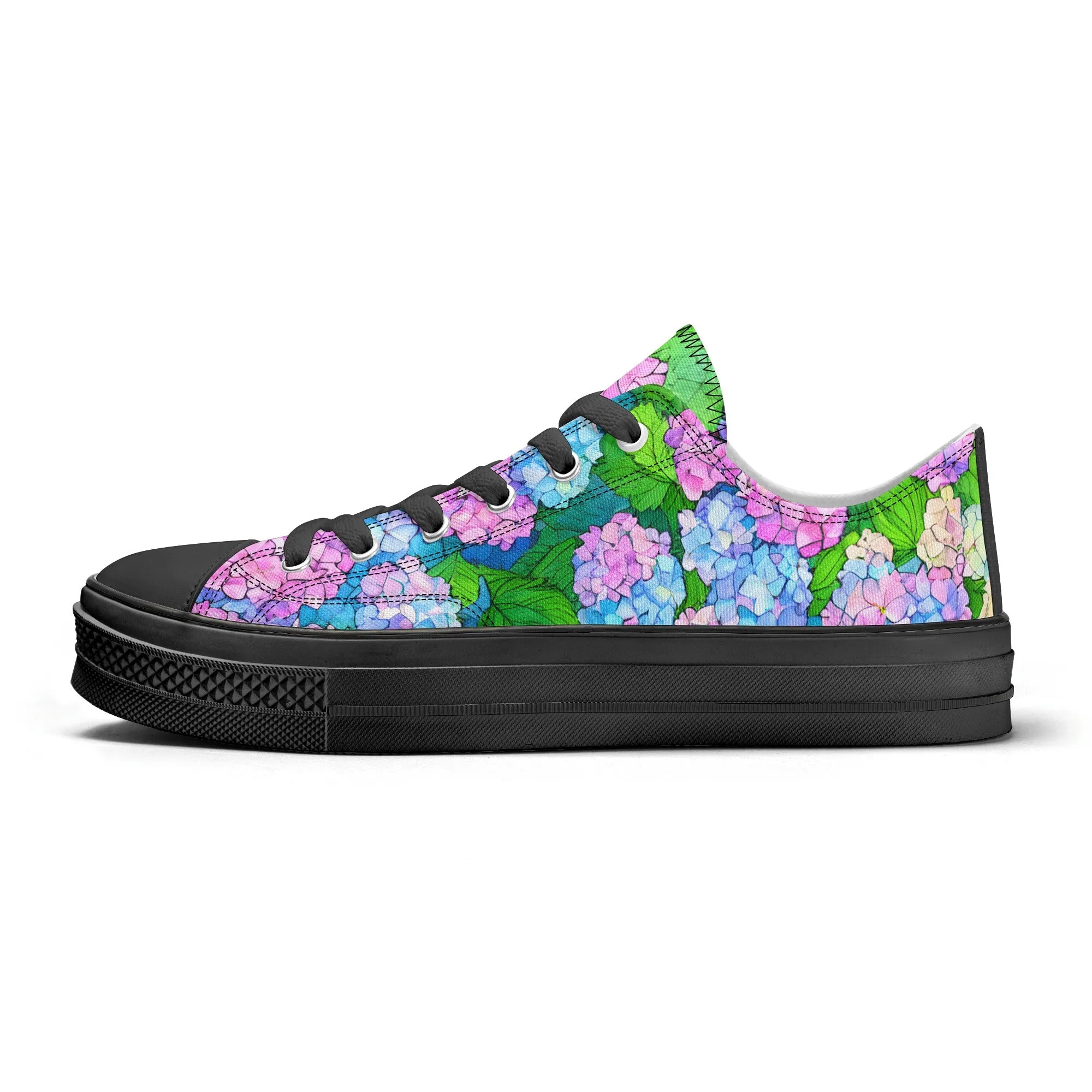 Hydrangea Womens Low Top Shoes, Garden Classic Canvas Converse Sneakers.