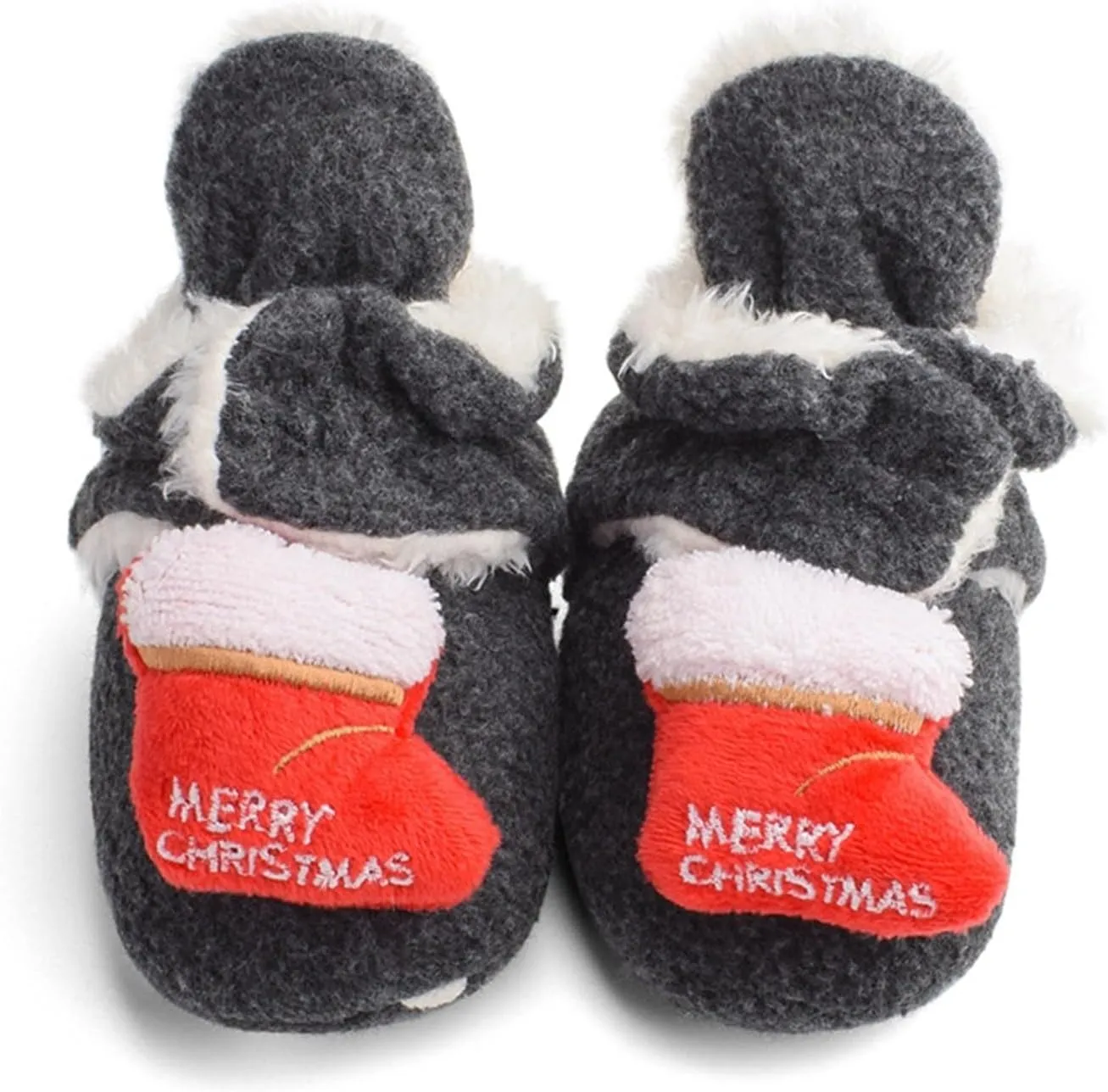Infant Christmas Booties Soft Baby Santa Winter Warm Slippers Snow Boots Shoes Kids Shoes Fur Lined Warm Slip On Boots