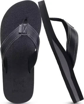 KuaiLu Men's Yoga Mat Leather Flip Flops with Arch Support Comfortable Cushion Walking Thong Sandals Slip On Indoor Outdoor