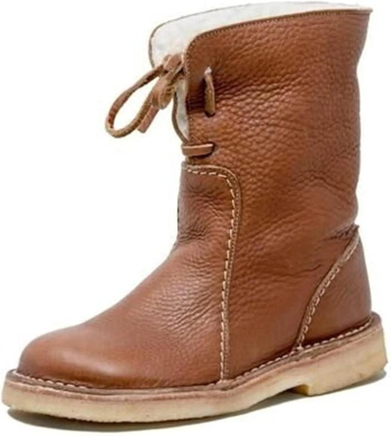 Ladmiple Snow Boots For Women Cute High Top Slip-on Warm Loafers Faux Fur-Lined Winter Ankle Booties Mid Calf Walking Shoes
