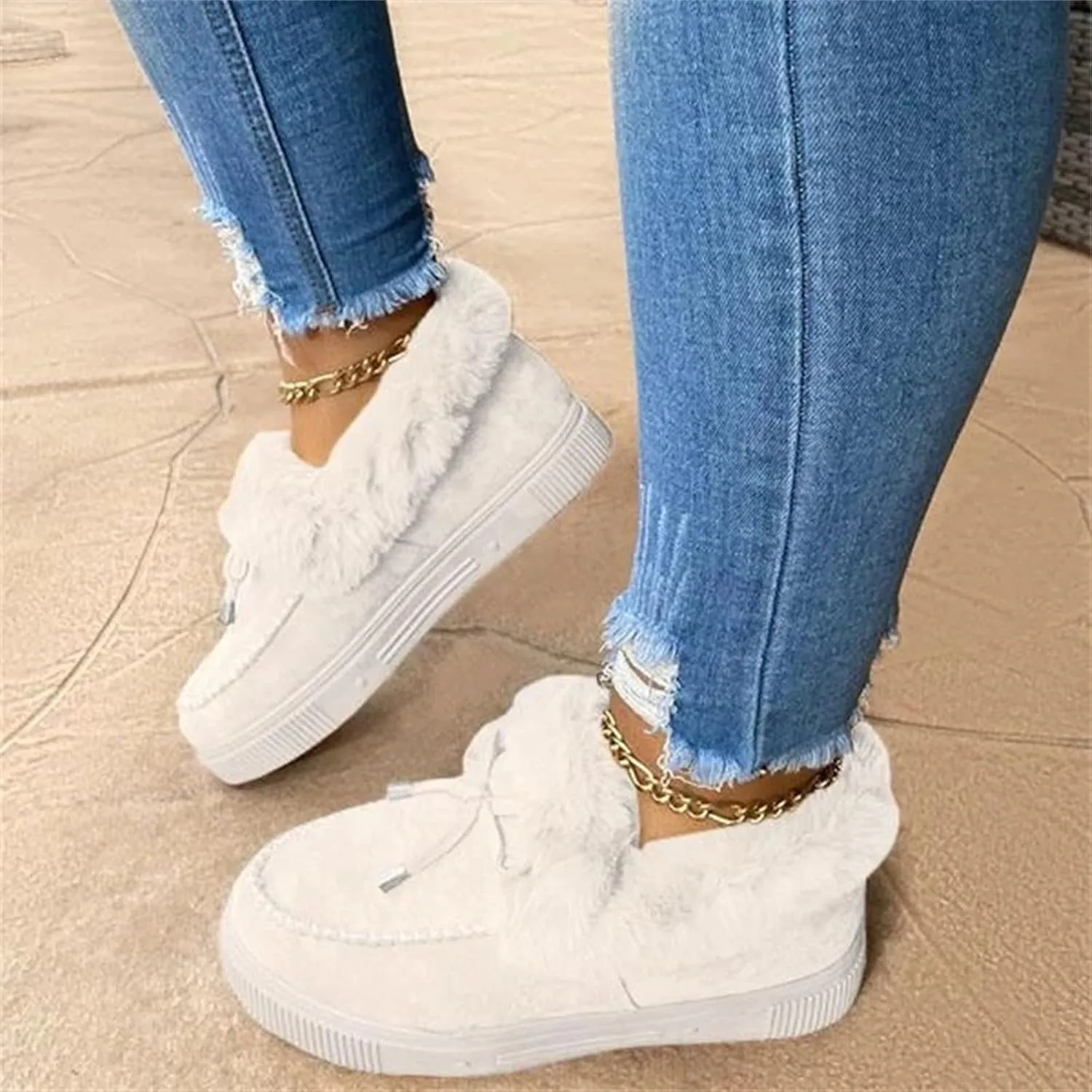 Ladmiple Winter Boots For Women 2024 Fashion Snow Boots Winter Shoes Fur Lined Warm Slip On Comfortable Outdoor Ankle Booties
