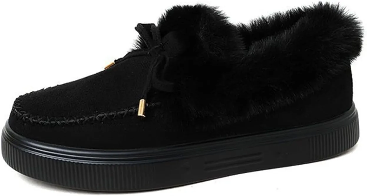 Ladmiple Winter Boots For Women 2024 Snow Warm Booties Fur Lined Outdoor Slip On Ankle Booties Comfortable Warm Shoes