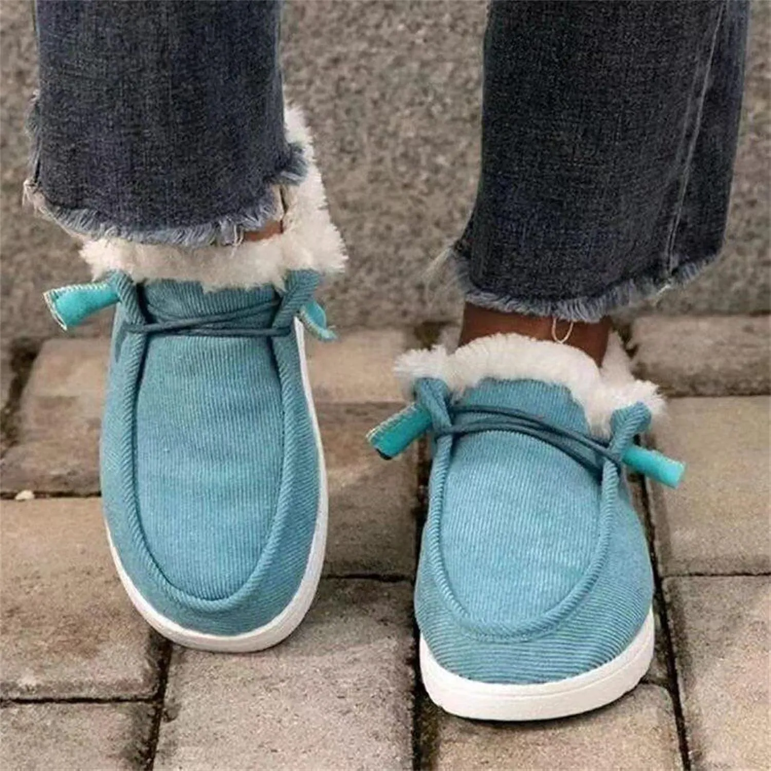 Ladmiple Winter Boots For Women With Fur Lined Snow Boots Warm Ankle Booties Slip On Outdoor Comfortable Walking Shoes