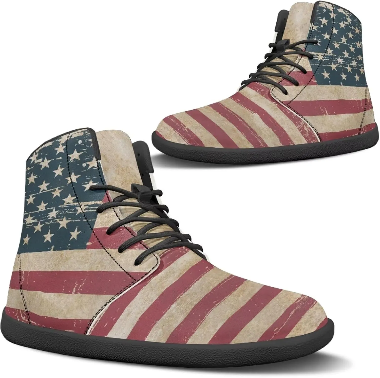 Men's Barefoot Shoes Wide Width Leather Shoes Women High Top Sneakers