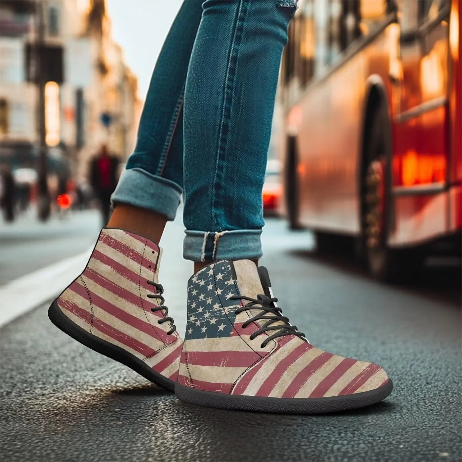 Men's Barefoot Shoes Wide Width Leather Shoes Women High Top Sneakers