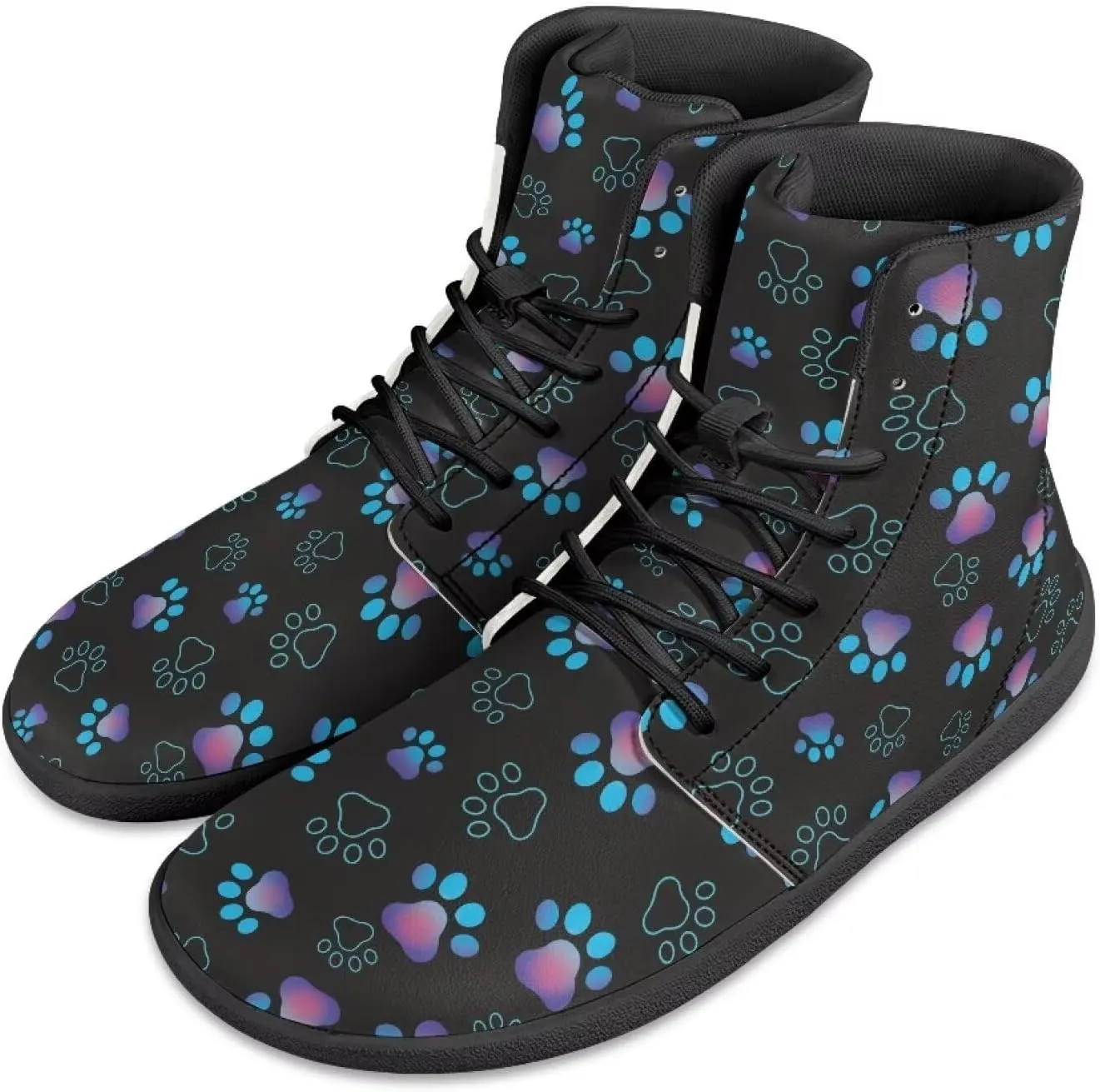 Men's Barefoot Shoes Wide Width Leather Shoes Women High Top Sneakers