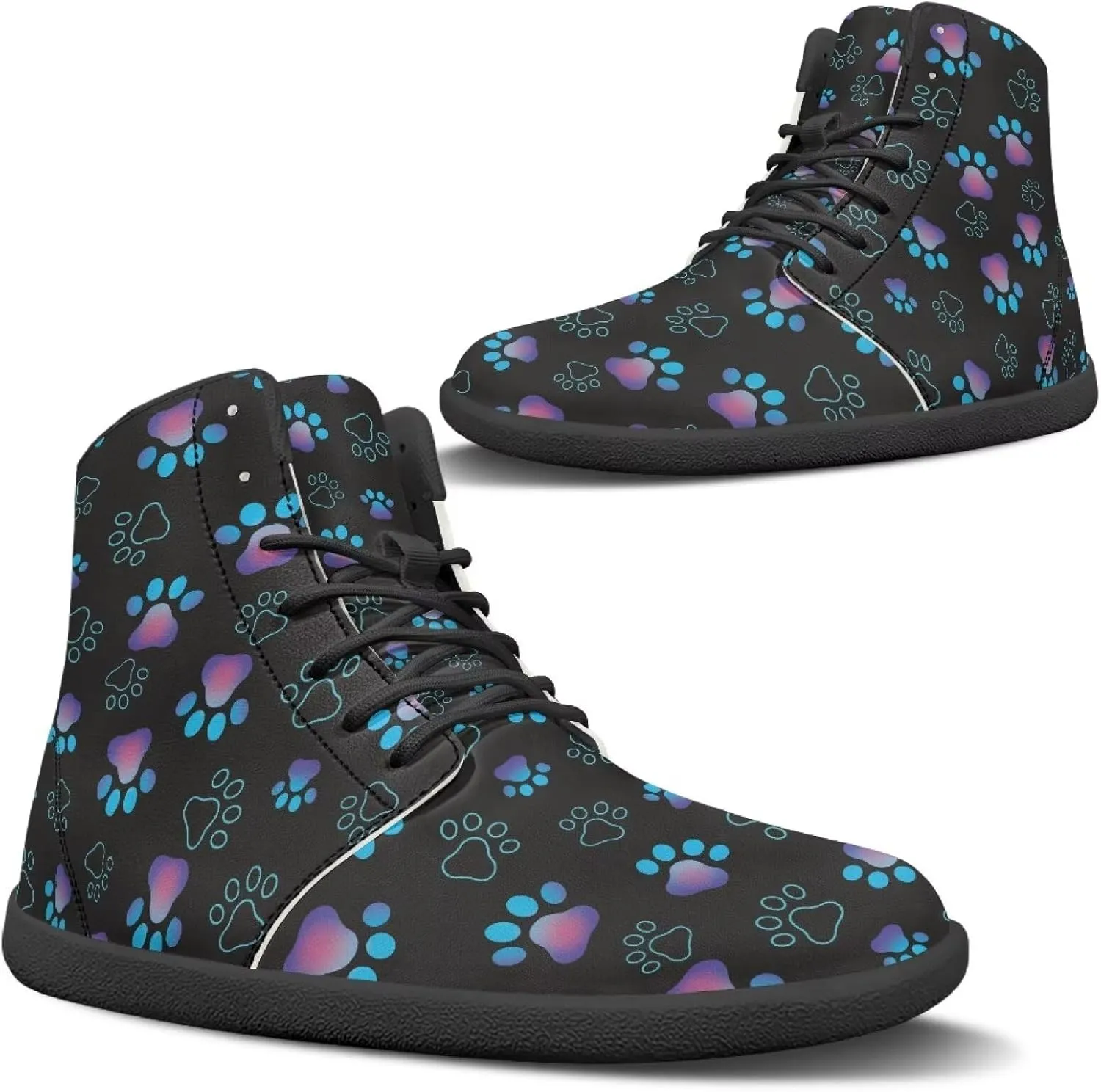 Men's Barefoot Shoes Wide Width Leather Shoes Women High Top Sneakers
