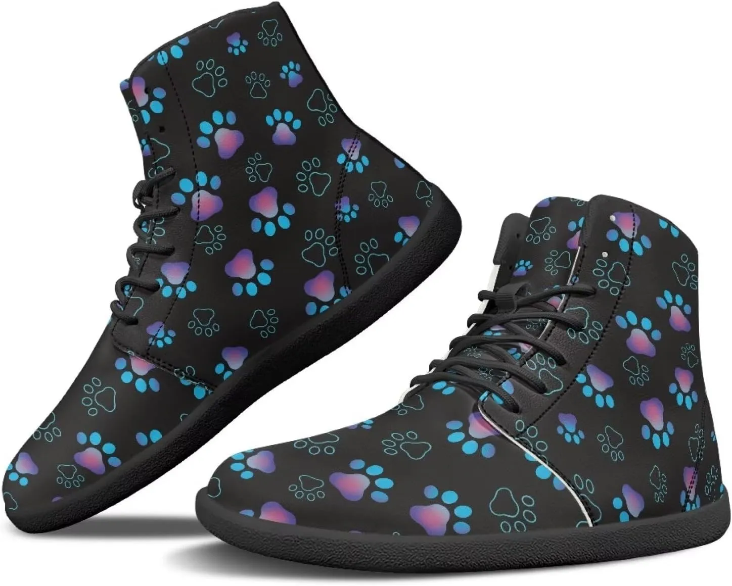 Men's Barefoot Shoes Wide Width Leather Shoes Women High Top Sneakers