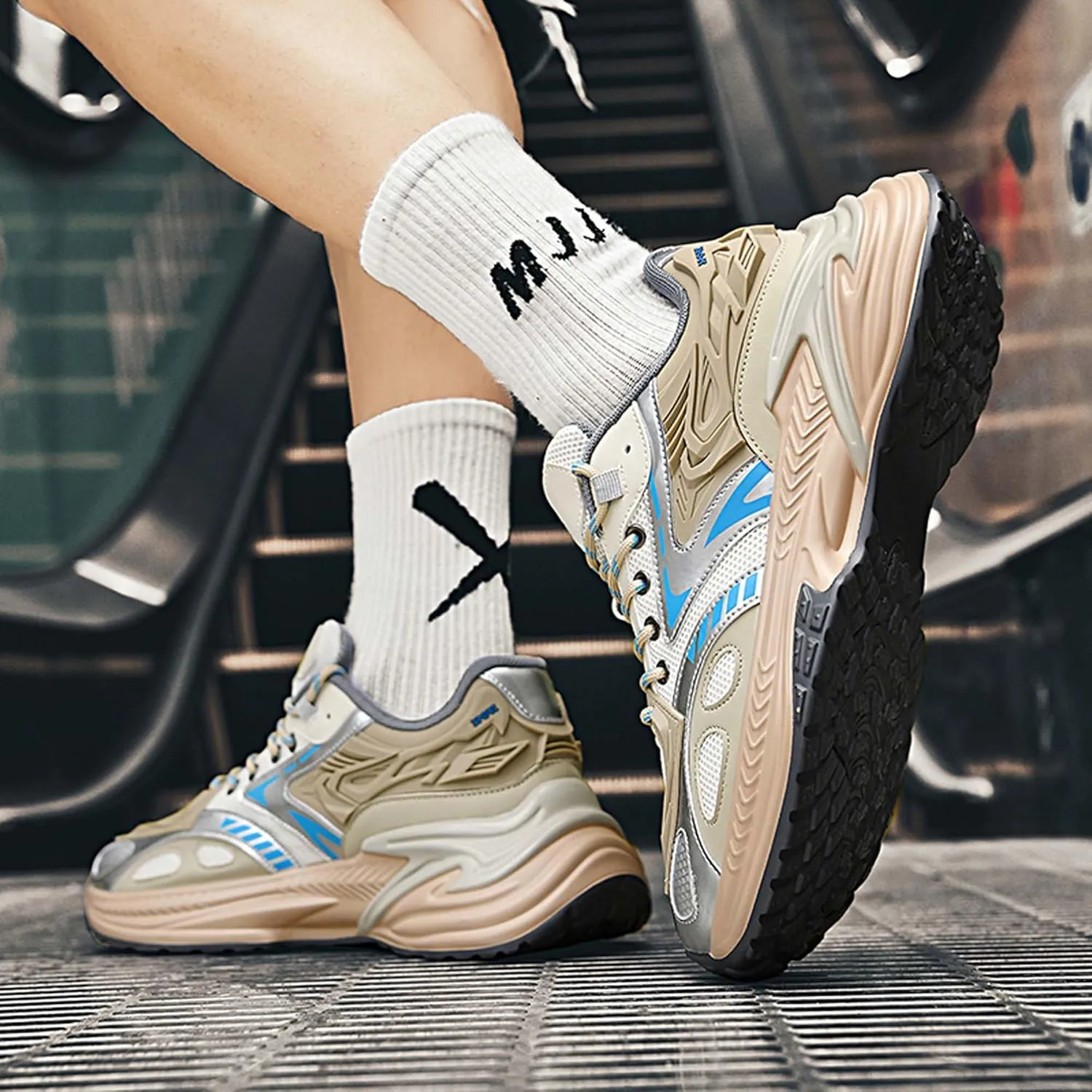 Men's Fashion Sneakers Breathable High Top Casual Walking Shoes Women's Walking Running Shoes Street Trend Thick Bottom Sports Walking Casual Shoes
