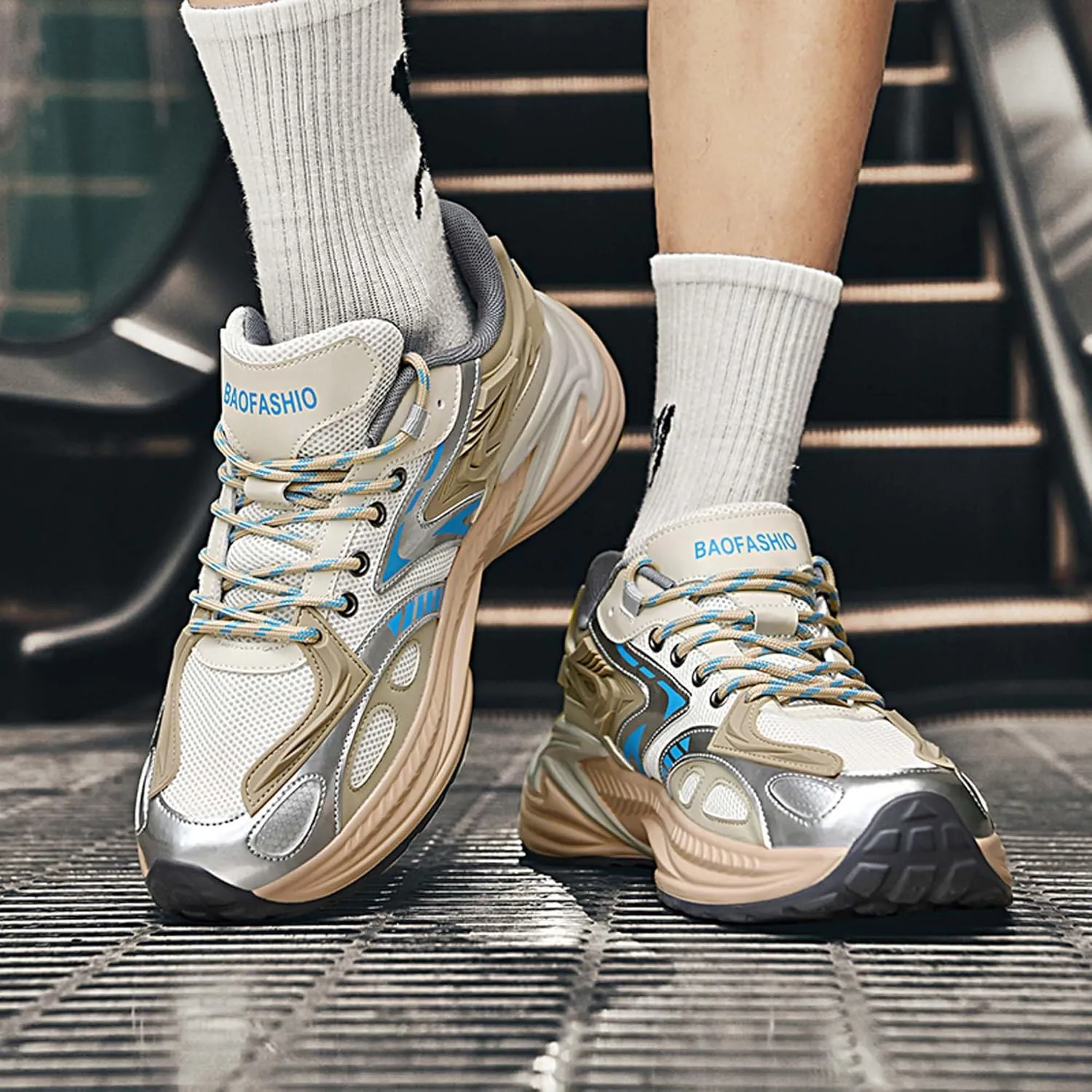 Men's Fashion Sneakers Breathable High Top Casual Walking Shoes Women's Walking Running Shoes Street Trend Thick Bottom Sports Walking Casual Shoes