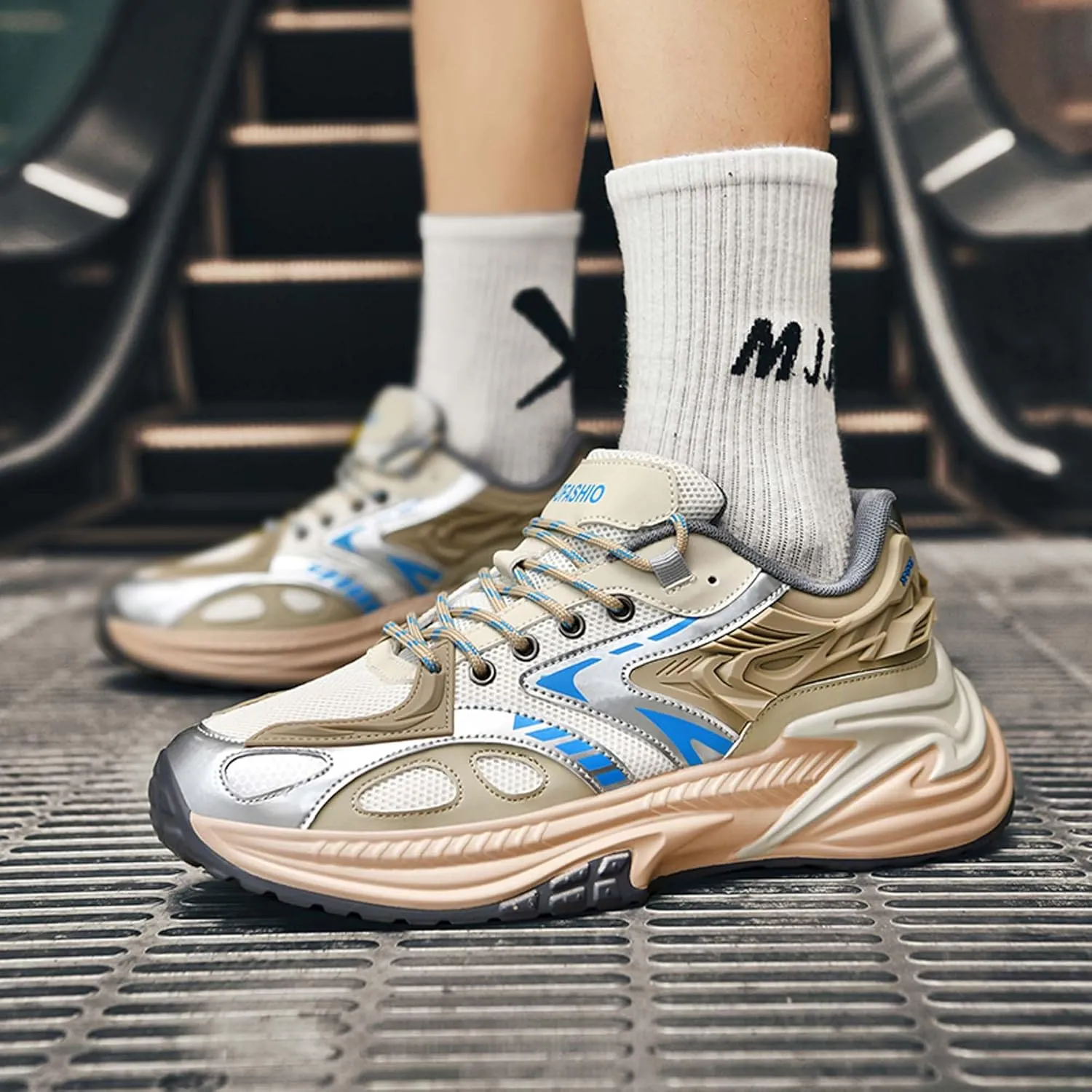 Men's Fashion Sneakers Breathable High Top Casual Walking Shoes Women's Walking Running Shoes Street Trend Thick Bottom Sports Walking Casual Shoes