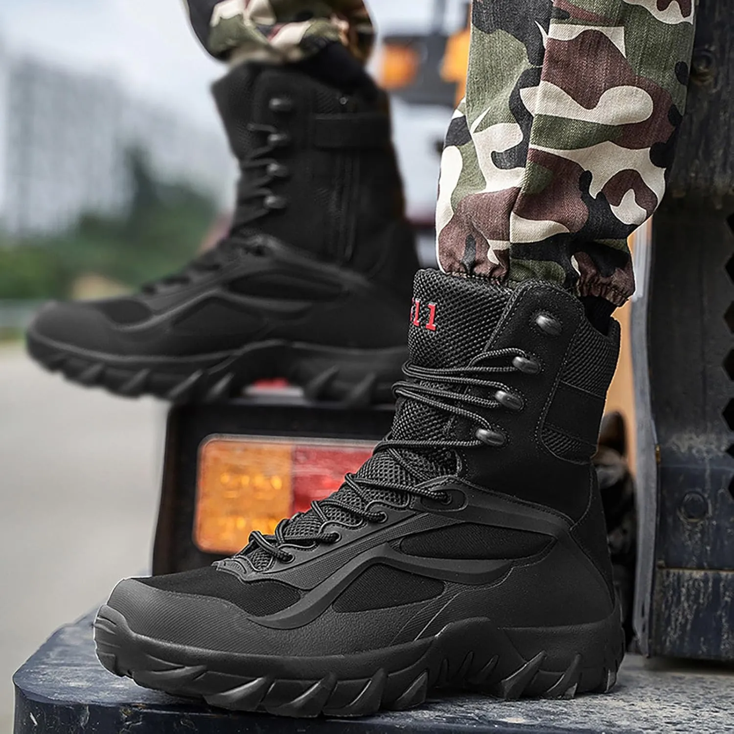 Men's Snow Boots Fully Fur Lined Mid Calf Winter Boots Lace Up Waterproof Non Slip Outdoor Lightweight Ankle Boots Work Trekking Hiking Boot