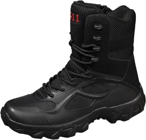 Men's Snow Boots Fully Fur Lined Mid Calf Winter Boots Lace Up Waterproof Non Slip Outdoor Lightweight Ankle Boots Work Trekking Hiking Boot