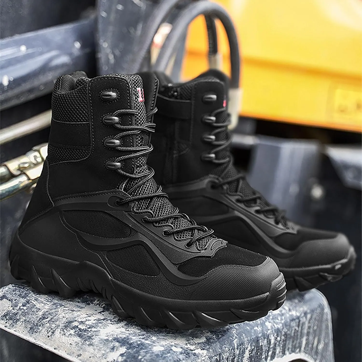 Men's Snow Boots Fully Fur Lined Mid Calf Winter Boots Lace Up Waterproof Non Slip Outdoor Lightweight Ankle Boots Work Trekking Hiking Boot