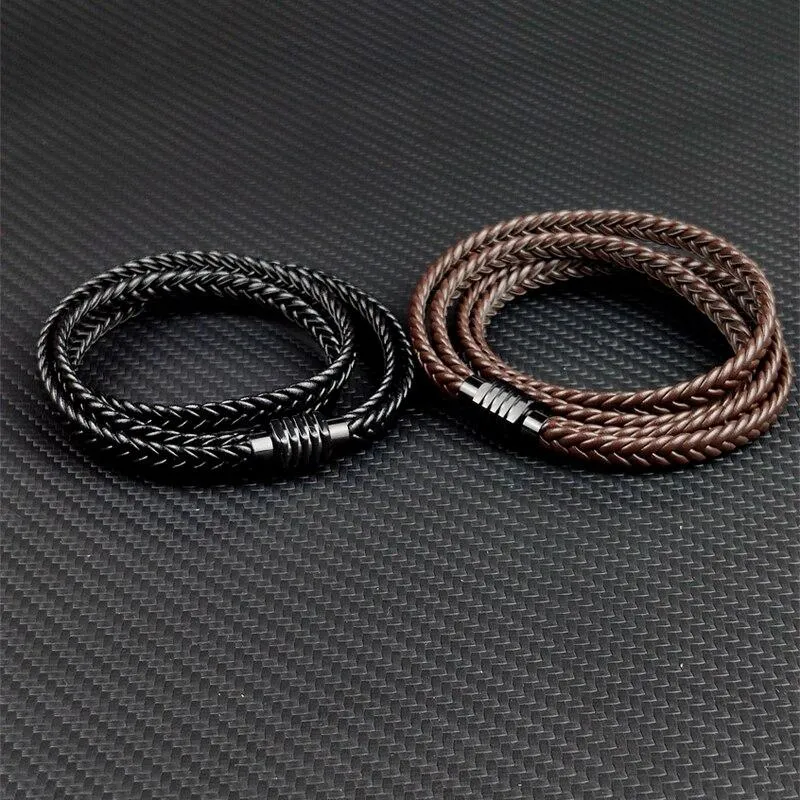 Olle Multilayer Long Braided Leather Bracelet