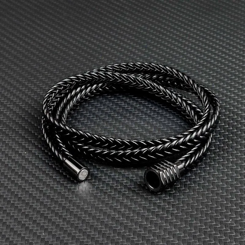 Olle Multilayer Long Braided Leather Bracelet