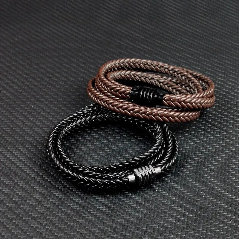 Olle Multilayer Long Braided Leather Bracelet