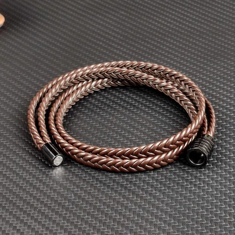Olle Multilayer Long Braided Leather Bracelet