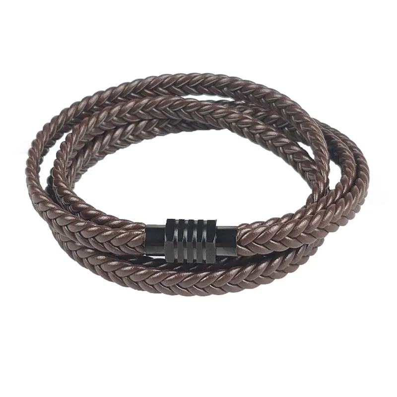 Olle Multilayer Long Braided Leather Bracelet