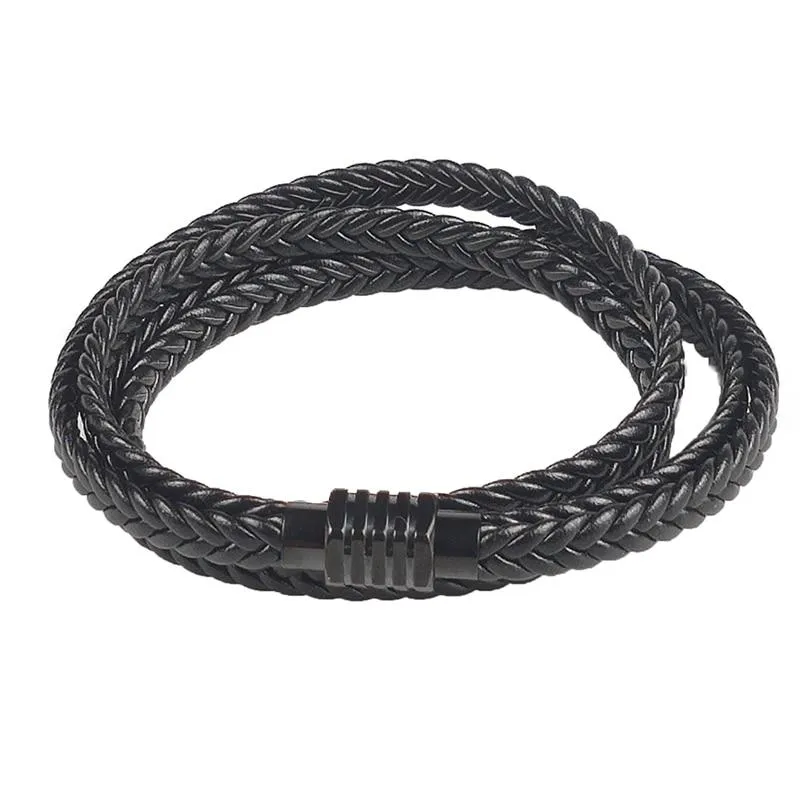 Olle Multilayer Long Braided Leather Bracelet